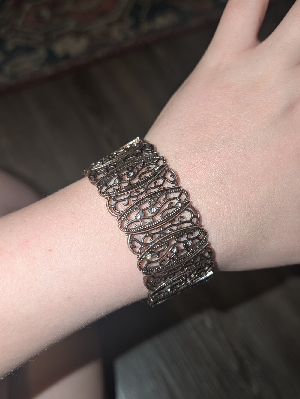 Filigree Bronze Beaded Bracelet